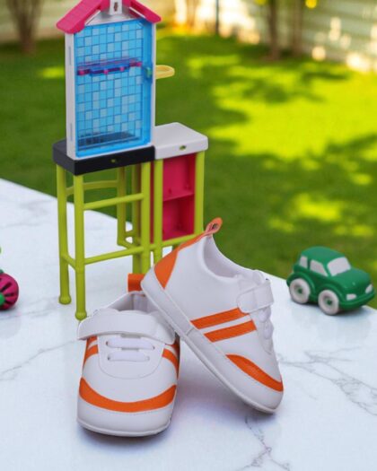 Beblux Turuncu Beyaz Cırtlı Spor Erkek Bebek Ayakkabısı