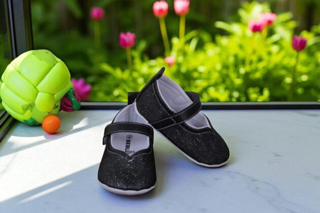 Beblux Kalpli Simli Siyah Babet Bebek Ayakkabısı