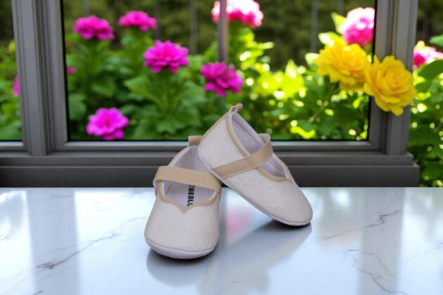 Beblux Kalpli Simli Ekru Babet Bebek Ayakkabısı