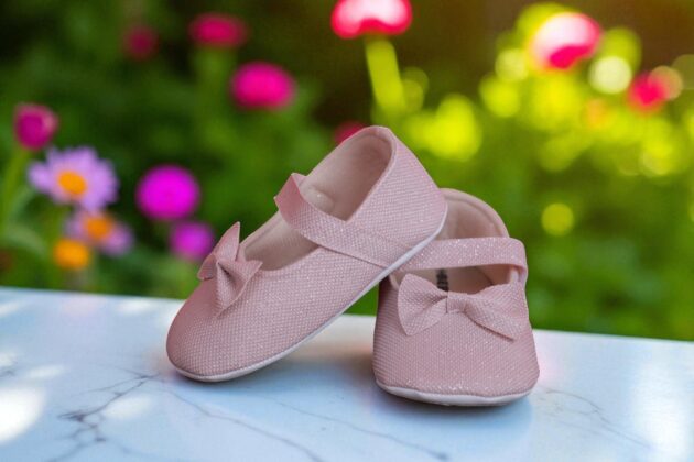 Beblux Fiyonklu Simli Pudra Babet Bebek Ayakkabısı