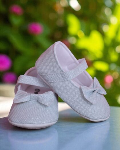 Beblux Fiyonklu Simli Mint Yeşili Babet Bebek Ayakkabısı