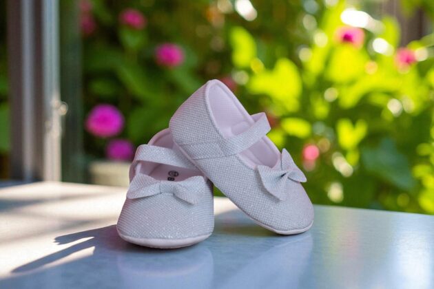 Beblux Fiyonklu Simli Mint Yeşili Babet Bebek Ayakkabısı