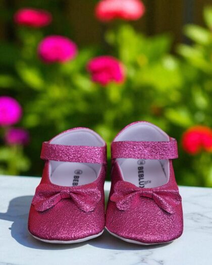 Beblux Fiyonklu Parıltılı Fuşya Babet Bebek Ayakkabısı