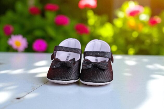 Beblux Fiyonklu Simli Siyah Babet Bebek Ayakkabısı - Görsel 2