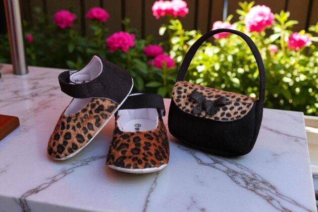 Beblux Leopar Desenli Bebek Ayakkabı & Çanta Seti