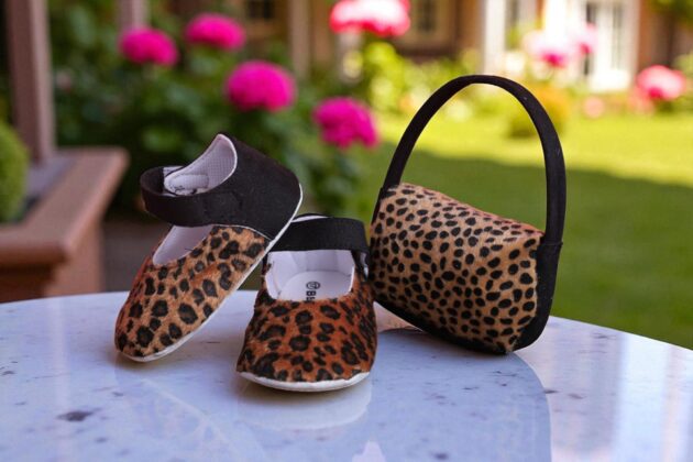 Beblux Leopar Desenli Bebek Ayakkabı & Çanta Seti - Görsel 2