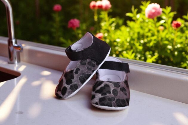 Beblux Gri Leopar Desenli Babet Bebek Ayakkabısı