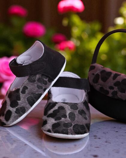 Beblux Leopar Desenli Bebek Ayakkabı & Çanta Seti